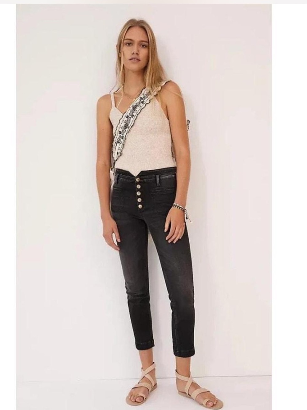 Anthropologie Pilcro and the Letterpress High Rise Slim Utility Jeans black -31